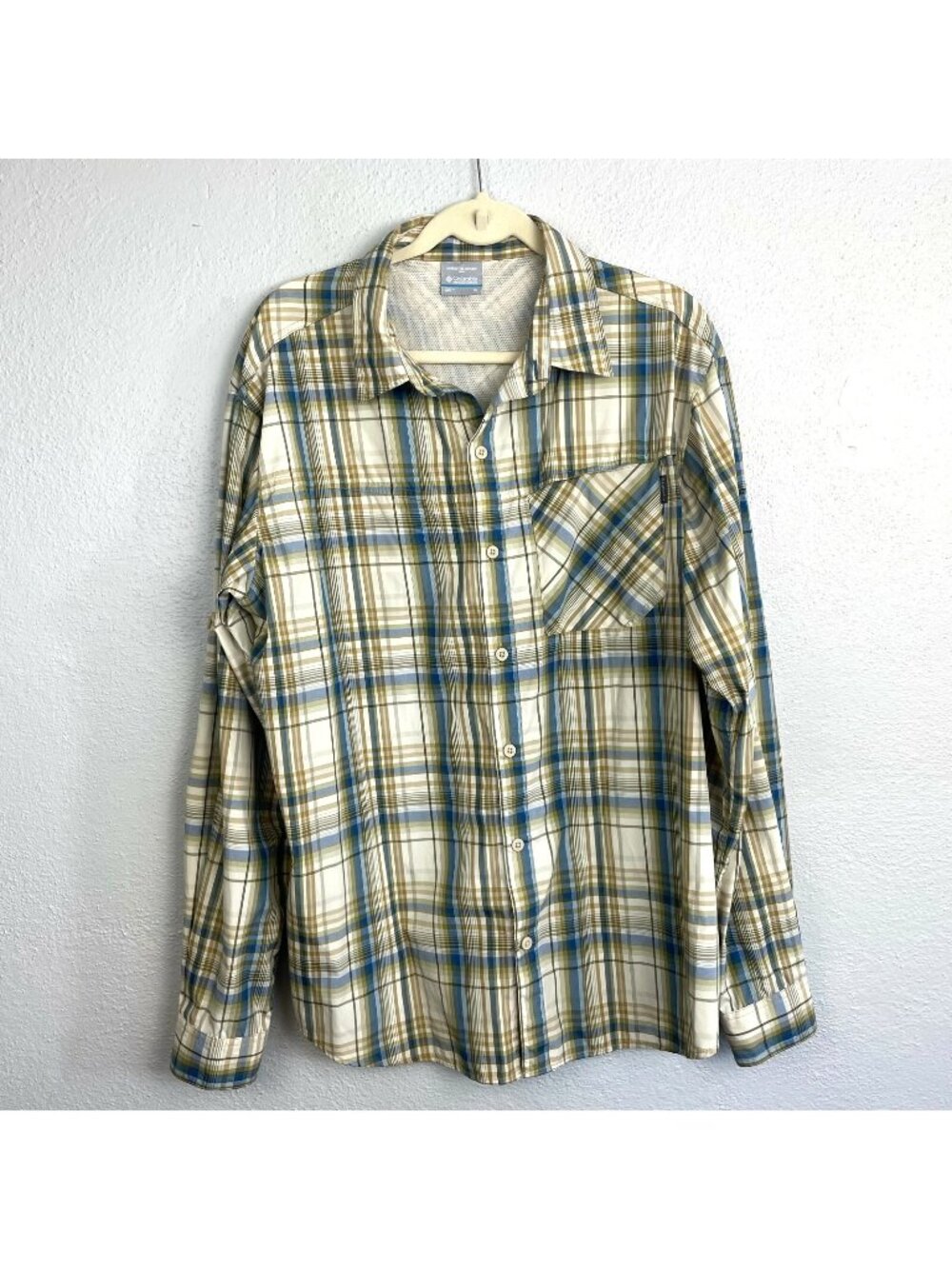 Columbia Men's Plaid Insect Blocker Roll Tab Long Sleeve Button Up Shirt Size XL